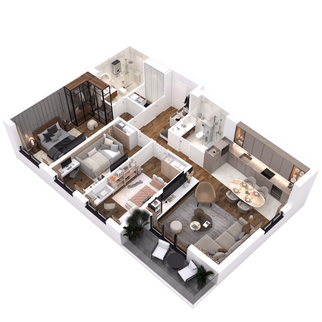 Četvorosobni — aksonometrija